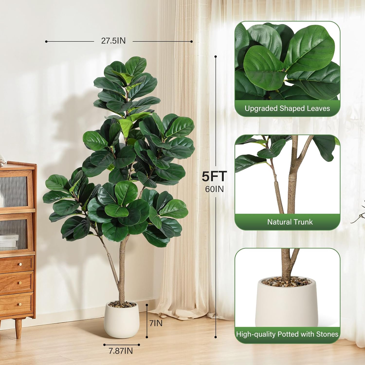 Fiddle Leaf Fig Tree Artificia - Ficus Lyrata Tree recension och pris